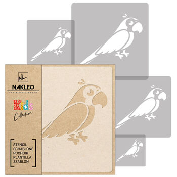 Reusable Plastic Stencils Five Pcs Parrot With Brushes, 2 of 5