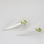 Deco Triangle Spike Stud Earrings With Peridot, thumbnail 3 of 11