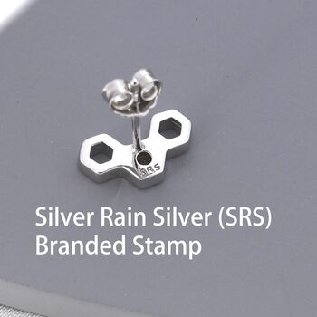 Sterling Silver Tiny Honeycomb Stud Earrings, 2 of 11