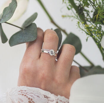 Personalised Birth Flower Stacking Ring Set, 2 of 9