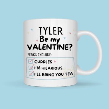 Personalised Be My Valentines Ceramic Tea Mug, 4 of 4