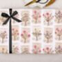 Three Sheets Of Flower Vintage Birth Month Birthday Wrapping Paper, thumbnail 1 of 2