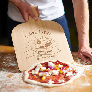 Personalised Bamboo Couples Pizza Peel, 2 of 5