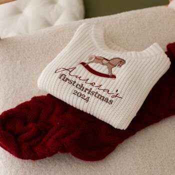 Personalised First Christmas Baby Jumper Rocking Horse, 3 of 4