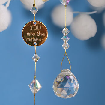 Personalised Rainbow Crystal Charm With Engraved Disc, 8 of 9