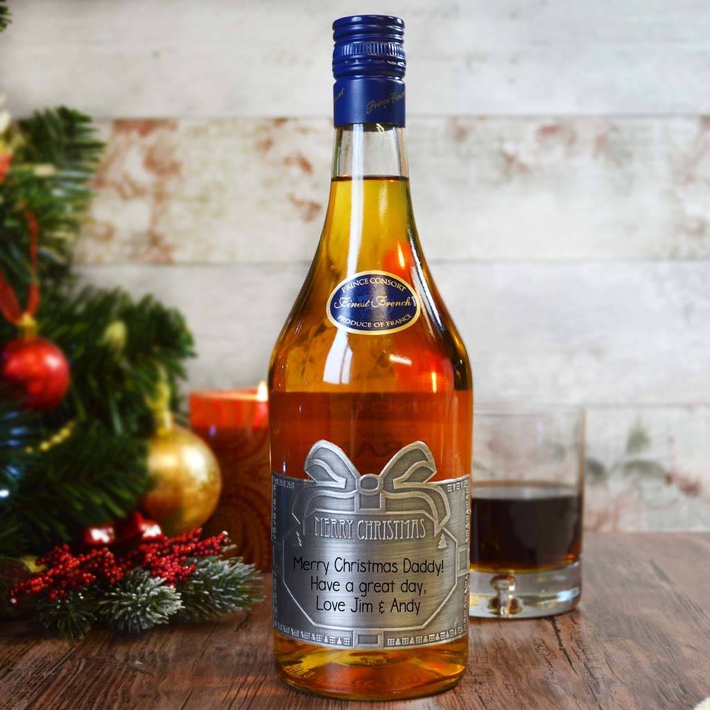 Christmas Personalised Brandy With Pewter Label, 1 of 6