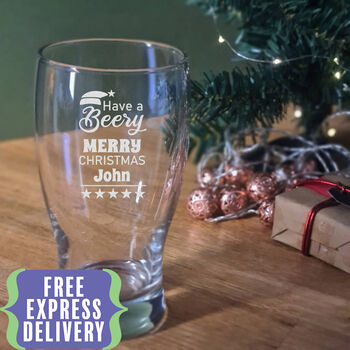 Personalised Christmas Pint Glass, 2 of 7