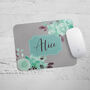 Personalised Grey And Teal Floral Watercolour Mouse Mat, thumbnail 1 of 1