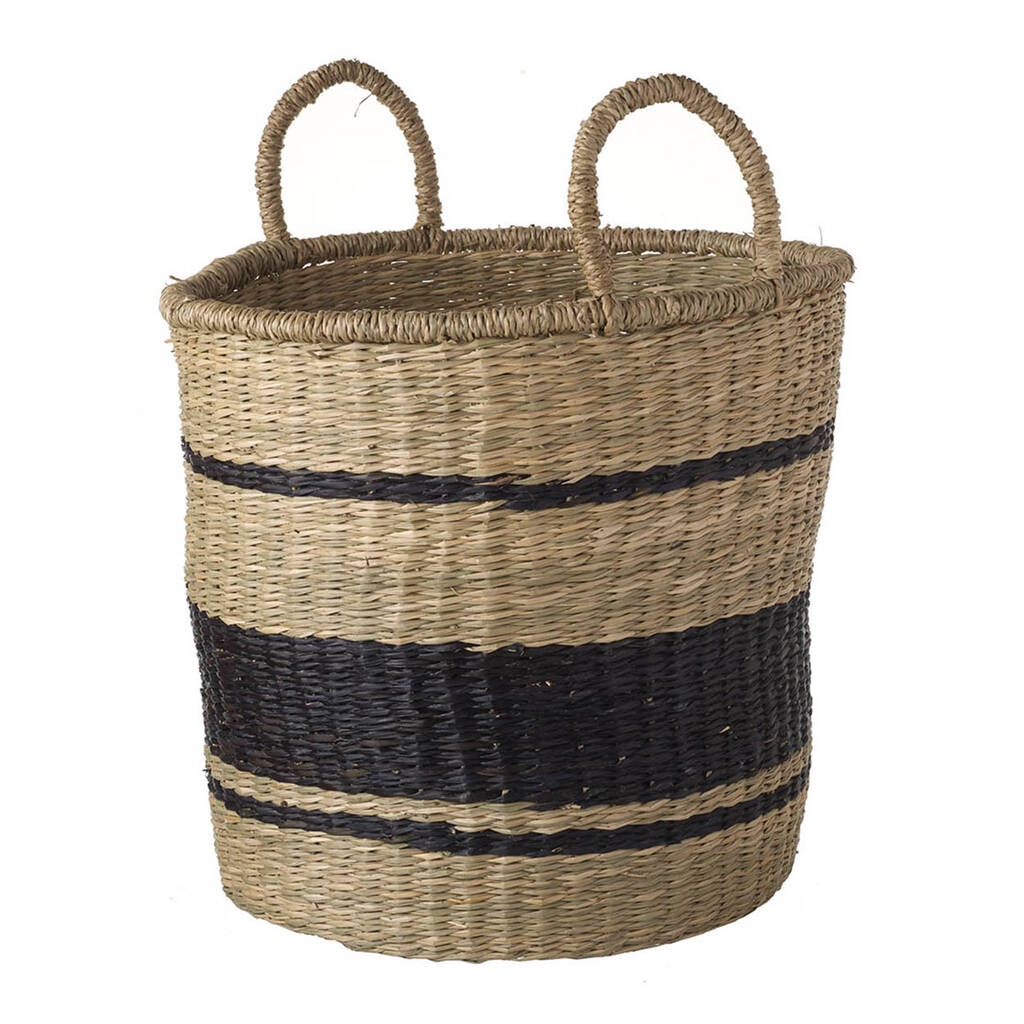 natural and black seagrass basket by marquis & dawe ...