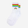 Rainbow Striped Sporty Ribbed Cotton Ankle Socks Women's White, thumbnail 4 of 4