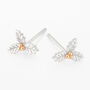 Sterling Silver And Rose Gold Holly Stud Earrings – 8mm, thumbnail 6 of 7