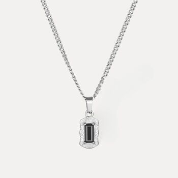 Mens Silver Vintage Black Diamond Pendant Necklace, 3 of 12