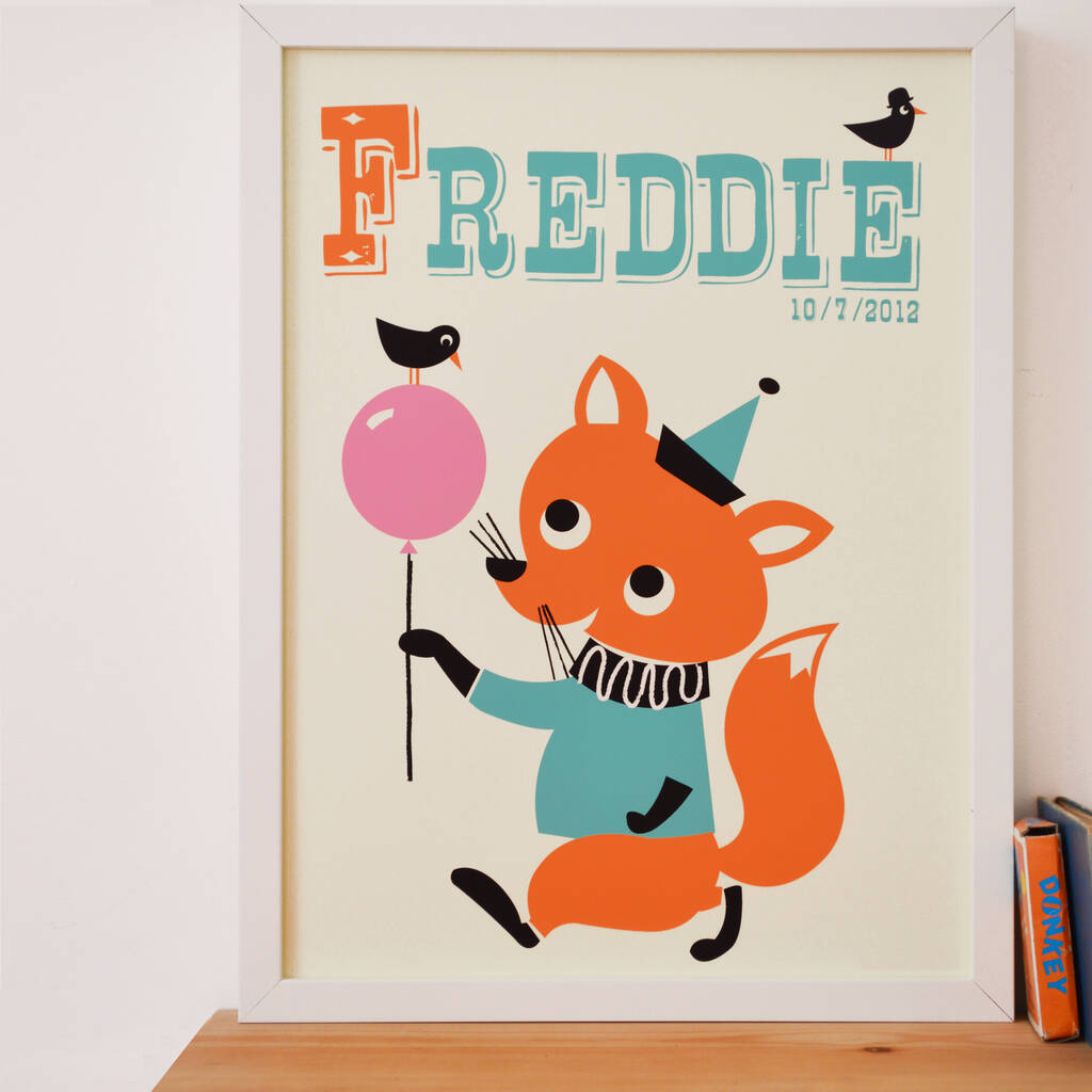 Personalised 'Funny Fox' Name Print By Kay Vincent Illustration
