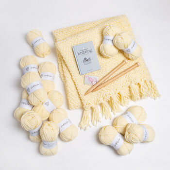 Herringbone Blanket Knitting Kit + Knitting Pocket Book, 2 of 9
