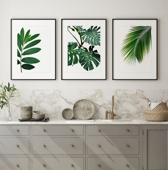 Set Of Three Botanical Green Leaves Prints, 3 of 10