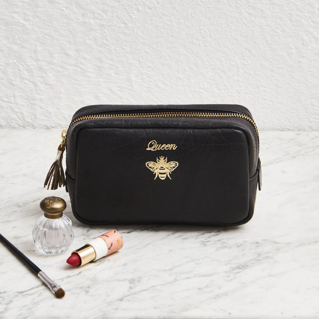 leather cosmetic bag queen bee by vida vida