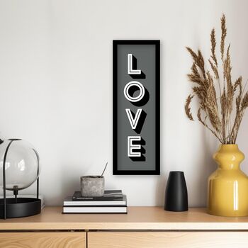 Framed Vertical Typography Love Print, 5 of 9