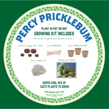 Percy Pricklebum Grow Your Own Cacti Kit Gardening Gift, 5 of 7