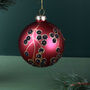G Decor Hand Painted Glass Christmas Bauble Hanging Decoration Winter Berry Branch Or Golden Poinsettia Red, thumbnail 4 of 4