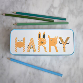 Children's Personalised Name Pencil Case Blue, 2 of 7