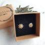 Sterling Silver Daisy Flower Two Tone Stud Earrings, thumbnail 5 of 8