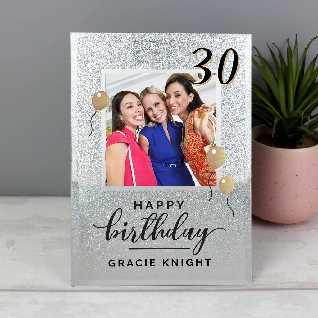 Personalised 30th Birthday Glitter Glass Photo Frame, 1 of 3
