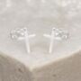 Tiny Sterling Silver Cross Stud Earrings, thumbnail 3 of 6