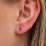 Sterling Silver Faceted Ruby Baguette Stud Earrings, thumbnail 1 of 3