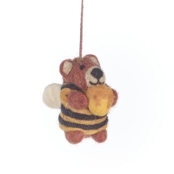 Handmade Felt Howie Honey Bee Bear Decoration, 2 of 2