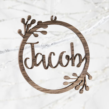 Wreath Personalised Christmas Decoration, 2 of 4
