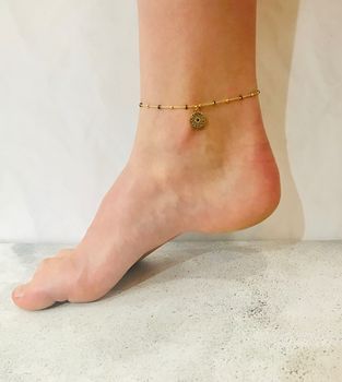 Zodiac Gold Plated Sterling Silver Beaded Anklet, 2 of 3