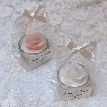 Wedding Favours Candle Roses, Party Personalised Guests Gifts, 3 of 8