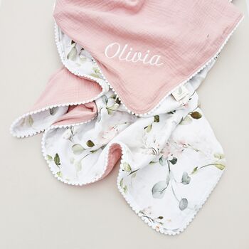 Personalised Wildflower Organic Muslin Baby Blanket, 8 of 12