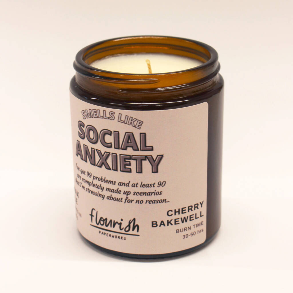 'Smells Like Social Anxiety' Soy Wax Candle By Flourish Paperworks