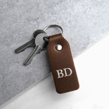 Handmade Personalised Initials Leather Fob Keyring, 3 of 7