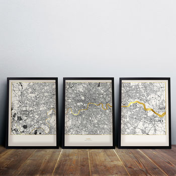 Set Of Three Metallic Foil London Maps, 2 of 6