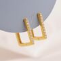 Sterling Silver Minimalist Cz Pave Square Huggie Hoop, thumbnail 5 of 12