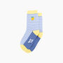 Embroidered Lemon Striped Combed Cotton Socks In Blue, thumbnail 3 of 4