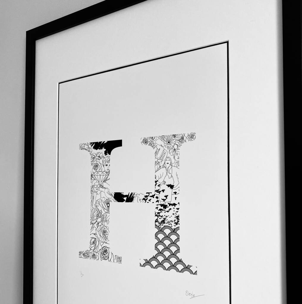'Letter H' Linear Illustration Print By Flock Designs ...