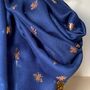 Rose Gold Bee Print Scarf In Navy Blue, thumbnail 2 of 2