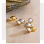Monaco D’or Gold Eight Pearl V Blossom Drop Gift Earrings, thumbnail 3 of 5