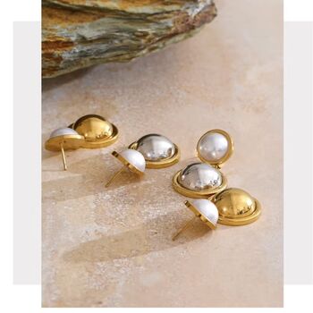 Monaco D’or Gold Eight Pearl V Blossom Drop Gift Earrings, 3 of 5