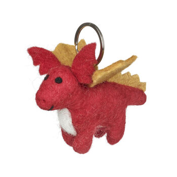 Handmade Felt Red Dragon Keyring Decoration, 3 of 5