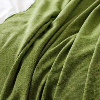 Extra Large Green Woven Lambswool Throw, 3 of 5