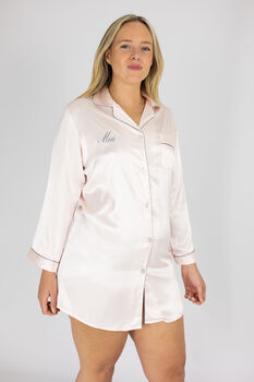 Personalised Embroidered Pink Silky Satin Nightshirt, 4 of 5