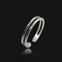 Silver Double Band Adjustable Ring, Three Sizes, thumbnail 2 of 6