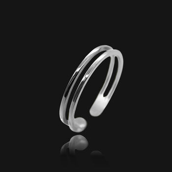 Silver Double Band Adjustable Ring, Three Sizes, 2 of 6