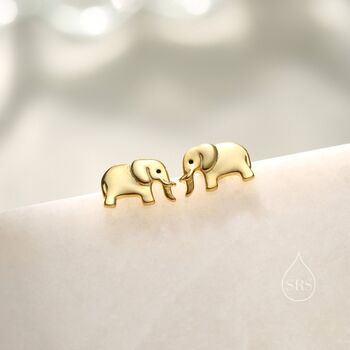 Cute Dainty Elephant Stud Earrings In Sterling Silver, 4 of 12