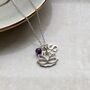Silver Lotus Initial And Birthstone Necklace, thumbnail 1 of 4