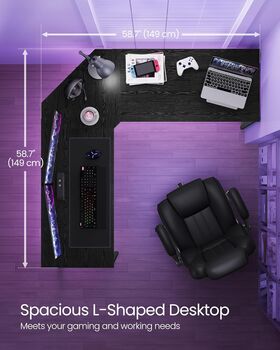 L Shaped Desk Gaming Desk Space Saving Easy Assembly, 4 of 12